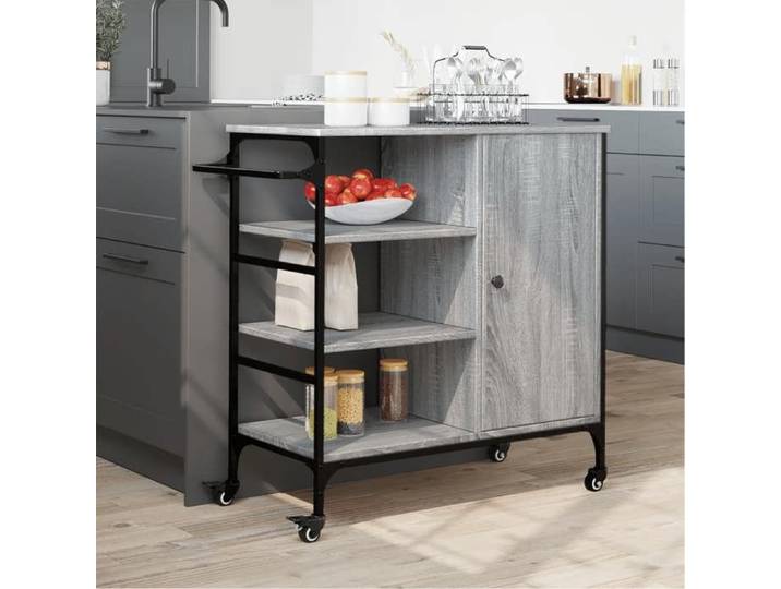 Black friday Chariot de cuisine/Chariot de Service - Desserte cuisine - sonoma gris 87 5x38 5x84 5cm bois ingénierie 8421130