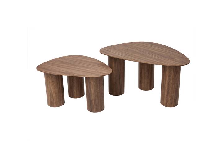 Tables basses gigognes design en bois foncé (lot de 2) FOLEEN
