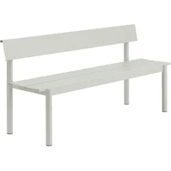 Muuto Linear Steel Gartenbank mit Rückenlehne, 170 cm, grau