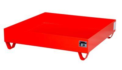 Stahl-Auffangwanne ohne Gitterrost, 1200 x 1200 mm, rot RAL 3000