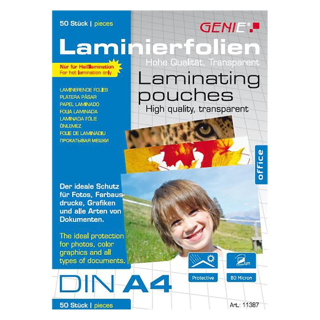 Genie 50 Laminierfolien glänzend für A4 80 micron (A4, 50 Stk., 80 µm) (11387)