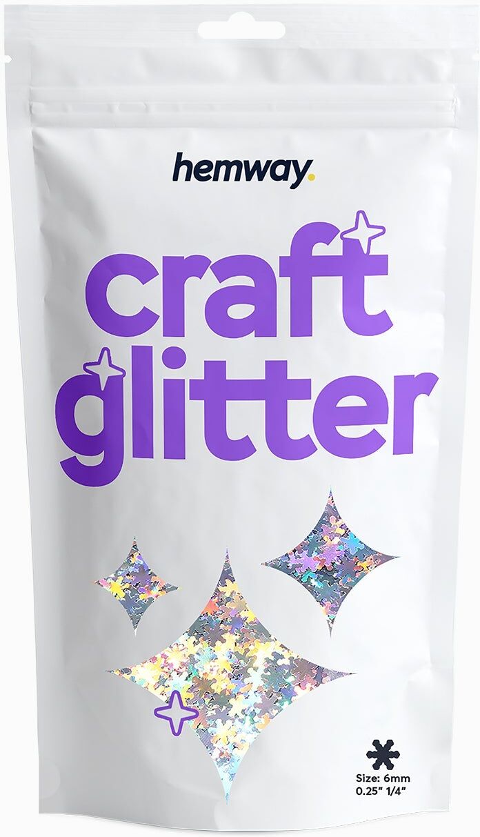 Hemway Shaped Craft Glitter   Snowflake   Epoxy Resin, DIY, Tumbler, Decoration - White Iridescent - Shaped 50g
