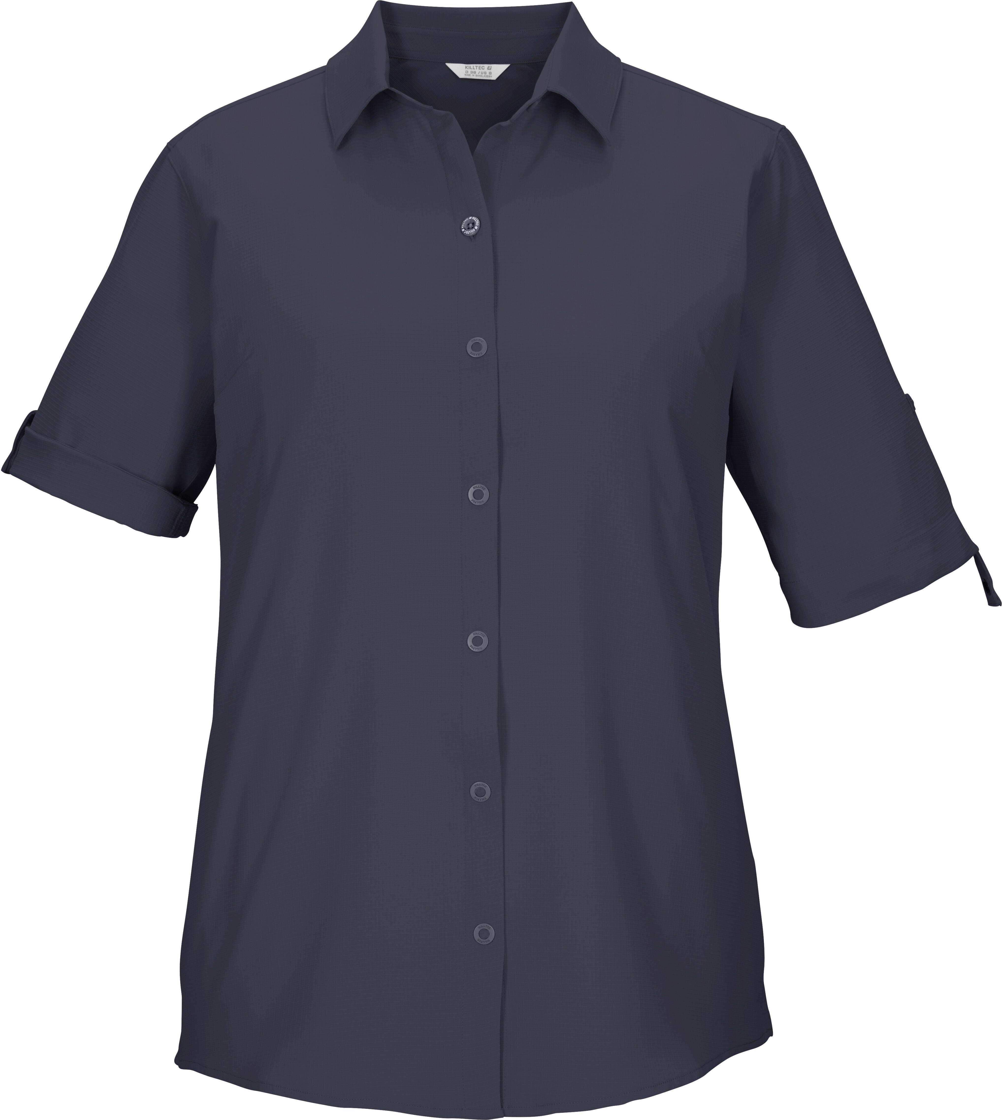Funktionsbluse KILLTEC "KOS 85 WMN WVN SHRT", Damen, Gr. 38, nachtblau, Jersey, Obermaterial: 100% Polyester, Blusen Funktionsbluse, sportliche Passform, Langarm zum Krempeln und Fixieren, atmungsaktiv nachtblau 38