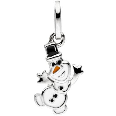 Kettenanhänger JOBO "Anhänger Kinderanhänger Schneemann 13 mm", silber (weiß), Schmuckanhänger, Mädchen, Silber 925 (Sterlingsilber), Kettenanhänger, 925 Silber rhodiniert