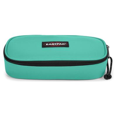 Schreibgeräteetui EASTPAK "OVAL SINGLE", Kinder, grün (aquamarine), Polyester, Schreibgeräteetuis, Schulmäppchen, Federmäppchen im praktischen Design mit Logo-Patch