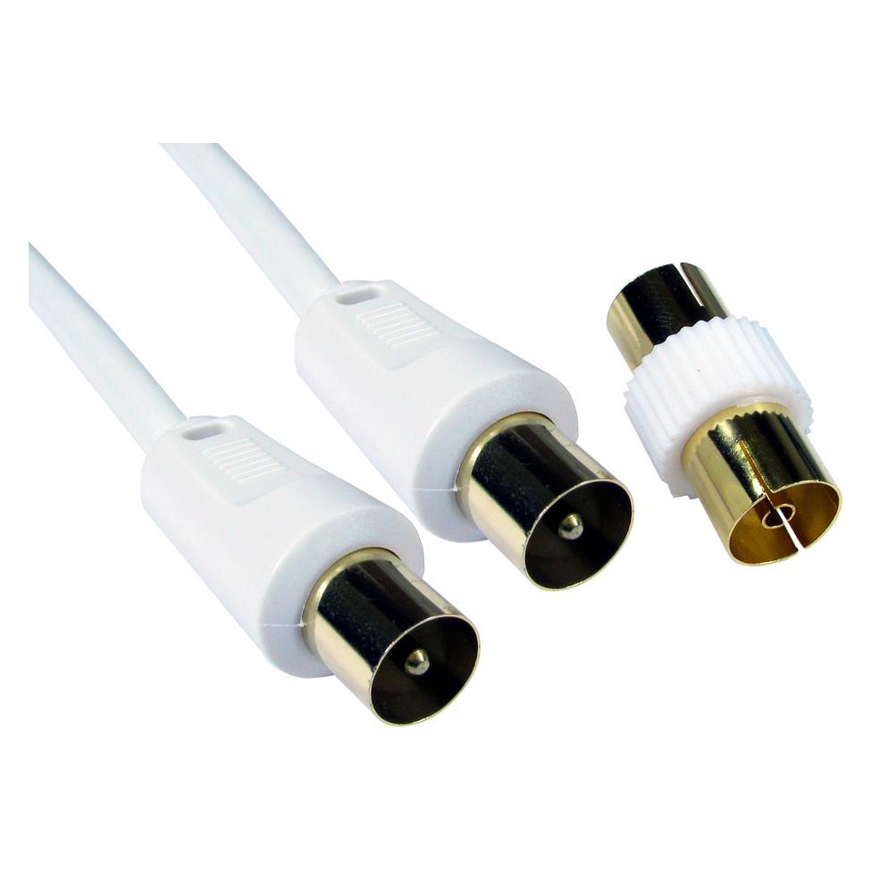 Cables Direct CDL 20m TV +Female Coupler - White (Antennenkabel) (2TV-20)