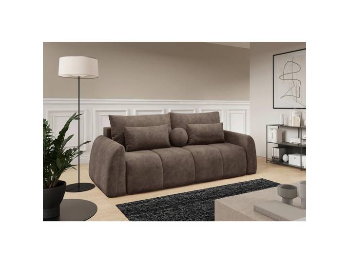 Livetastic Schlafsofa Geronimo, Braun, Kunststoff, 3-Sitzer, Füllung: Polyurethan (Pur), Silikon,Polyurethan (Pur), Silikon,Polyurethan (Pur), Silikon, 252x93x167 cm, Made in EU, Wohnzimmer, Sofas & Couches, Schlafsofas, Schlafsofas mit Bettkasten