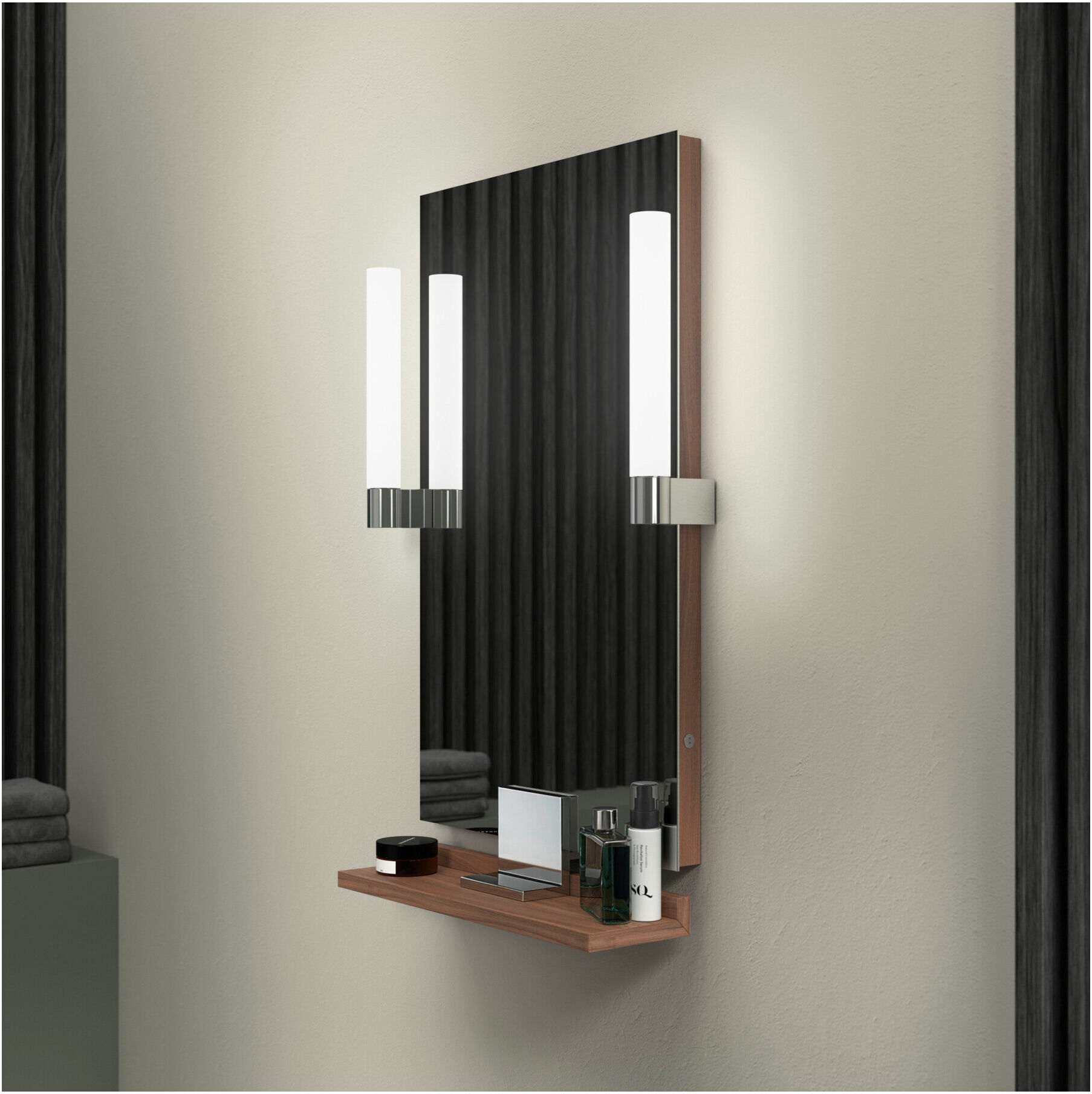Duravit Spiegel-Ablage Sivida 45x65x3,6cm, Nussb Nat, montiert, chrom (SV7430010790000)