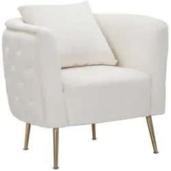 Mauro Ferretti Bukarest Sessel in cremefarbenem Samt und goldfarbenem Metall, glamouröser Sitz, 76 x 74 x 73 cm - Designmöbel