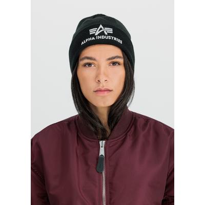 Skimütze ALPHA INDUSTRIES "3D Beanie", Damen, Gr. onesize, schwarz, silber, Obermaterial: 100% Polyacryl, Mützen