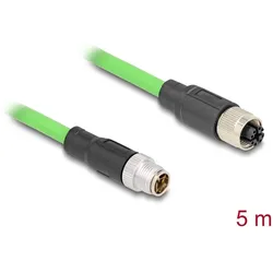 DeLOCK M12 Kabel X-kodiert 8 Pin Stecker zu Buchse PUR (TPU) 5 m