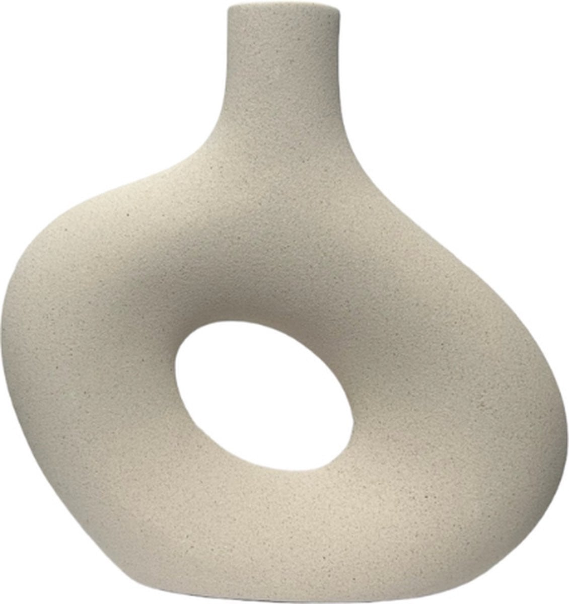 Keramische Donut Vaas - Wit - Moderne Decoratieve Vaas