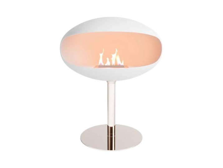 Design Bioethanol Kamin „Cocoon Pedestal“ - Weiss/Edelstahl Weiss, Silber Cocoon Fires