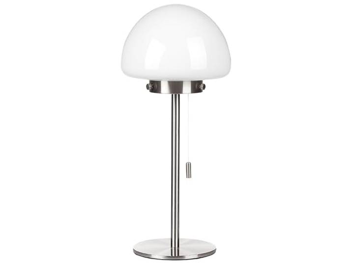 Beliani Minimalistische Tischleuchte mit Zugschalter Lampenschirm aus Glas mit Metallsockel Silber Moruga
