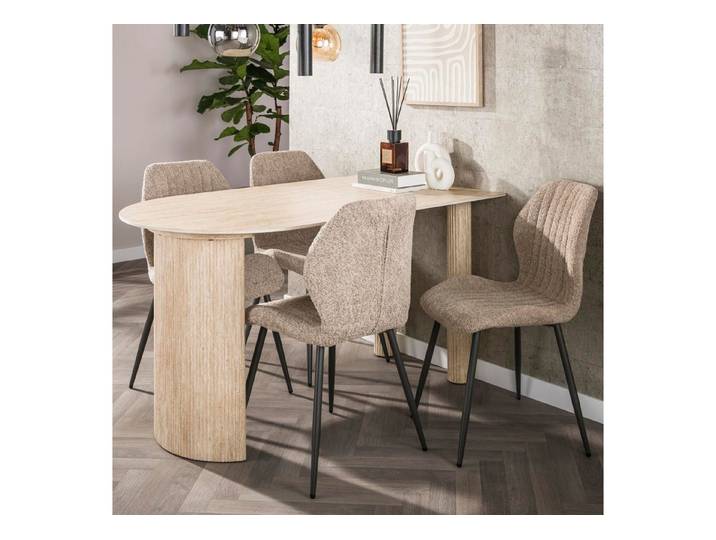 alesvelt Esstisch ROMANO PARETE Platzsparender Anstelltisch in Travertin-Optik (1-Tisch), 140x80x77 cm Keramik, Travertin-Design