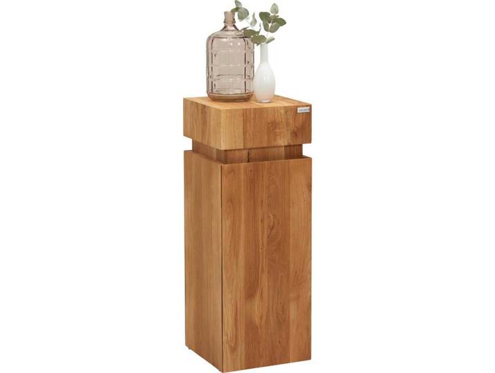 Linea Natura Beistelltisch, Eiche, Holz, Wildeiche, massiv, quadratisch, Säule, 30x80x30 cm, Stauraum, Holzmöbel, Holztische, Beistelltische Holz
