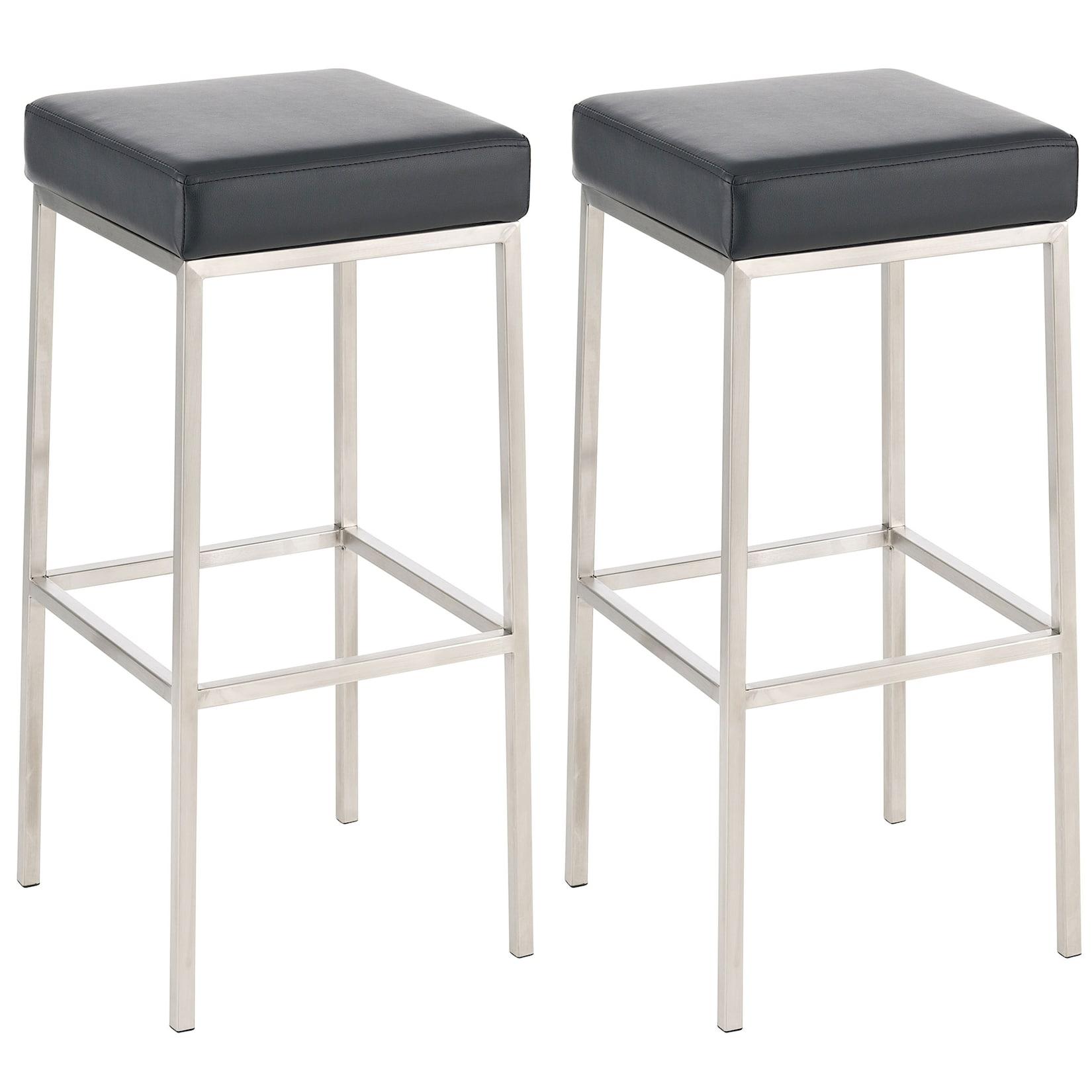 CLP 2er Set Barhocker Montreal 85 Kunstleder edelstahl - Farbe: schwarz, Gestellfarbe: edelstahl