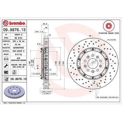 Brembo 1x Bremsscheibe [Hersteller-Nr. 09.9976.13] für Ford