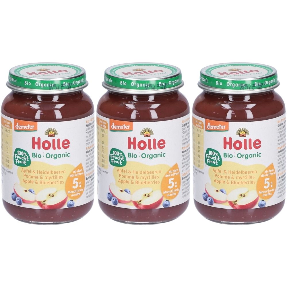 Holle Apfel und Heidelbeeren Glas 190 g x3 3x190 Brei