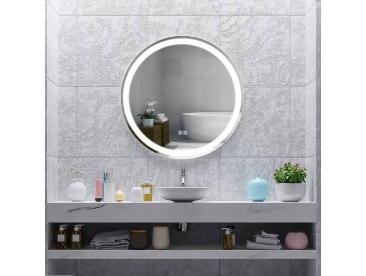 GIANTEX Miroir Mural de Salle de Bain LED Antibuée ø60 cm 3 Couleurs+ Luminosités Réglables Miroir Maquillage Lumineux Tactile Rond