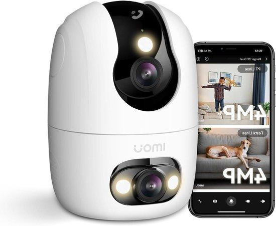 Imou Slimme Binnencamera met Dubbele Lens, 360 Graden Beveiligingscamera, 8 MP, Wit
