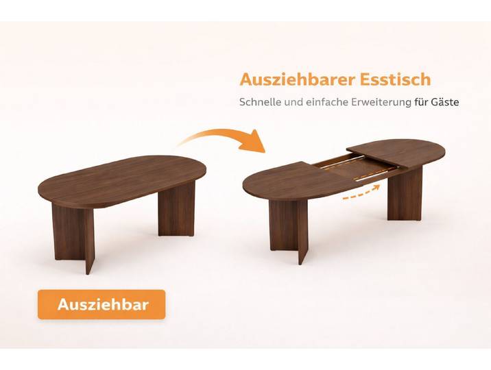 Skye Decor Esstisch Sablin Sorell (Packung, 1-St., 1 Erweiterbarer Esstisch), Ausziehbar 160–200 cm, Erweiterbarer Esstisch, Große Tischfläche