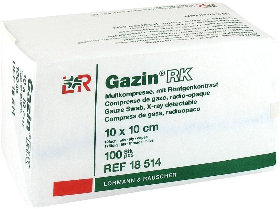 Gazin Kompressen 10x10cm 12fach unsteril mit RK 100stk