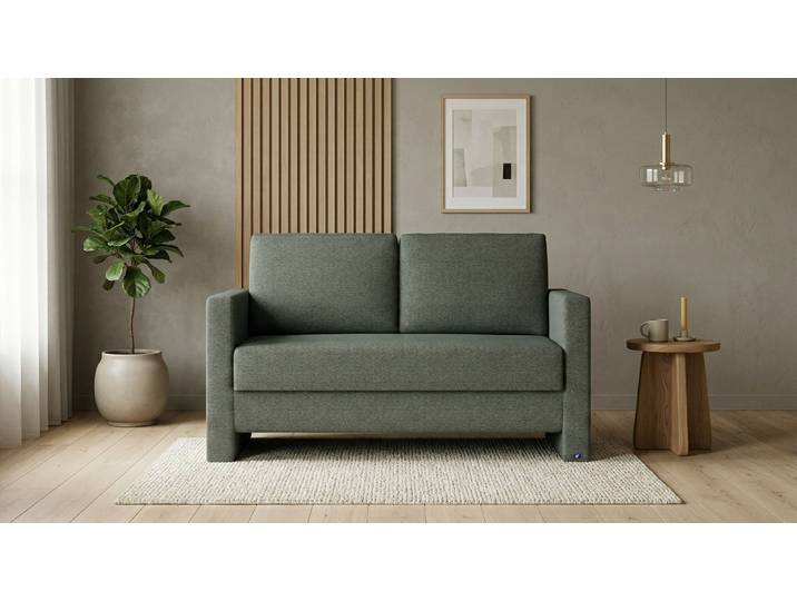 BRUNO Schlafsofa 120cm in Dunkel Waldgrün Schmal stabiles Massivholz & Boxspringkomfort