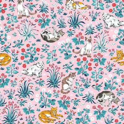 Printfresh Must Love Cats Pink Peel and Stick Wallpaper