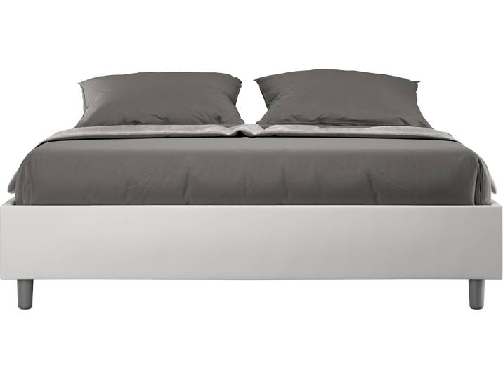 ITYHOME - Lit coffre rembourré 160x190 similicuir blanc Azelia