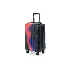 Suitline - Bordkoffer Handgepäck 55x35x20 cm, Trolley Hartschale glänzend , 4 Rollen,TSA, Neon Red