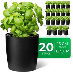 Novaliv, Blumentopf, Stilvolle 20er Set Kräutertopf aus Kunststoff Schwarz für Jede Fensterbank, frische Küchenkr