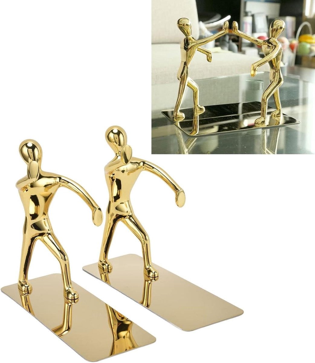 Boekensteunen Kung Fu Man ontwerp - 2 stuks - Goud
