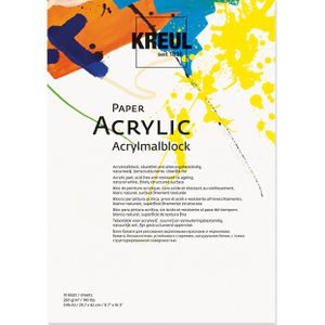Kreul Acrylmalblock 69042, Paper Acrylic, A3, 260g/m², weiß, vierseitig geleimt, 10 Blatt