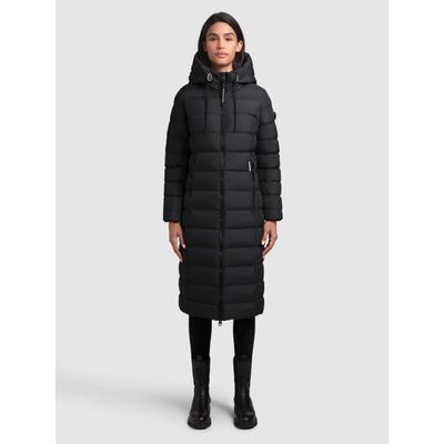 Steppmantel KHUJO "SIMMIE", Damen, Gr. L, schwarz, 100% Polyester, unifarben, regular fit knielang, eingesetzt elastischer Bund, Mäntel Steppmantel