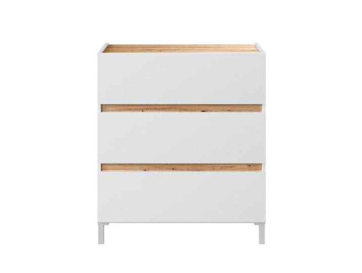 Calicosy Kommode 3 schubladen in eichenoptik und weiß - tempus 79/41/90 cm, Apfelbaumfarben, 41x90x79 cm, Kleinmöbel, Kommoden, Kommoden