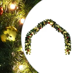 vidaXL Weihnachtsgirlande Geschmückt mit Kugeln und LED-Lichtern 5 m