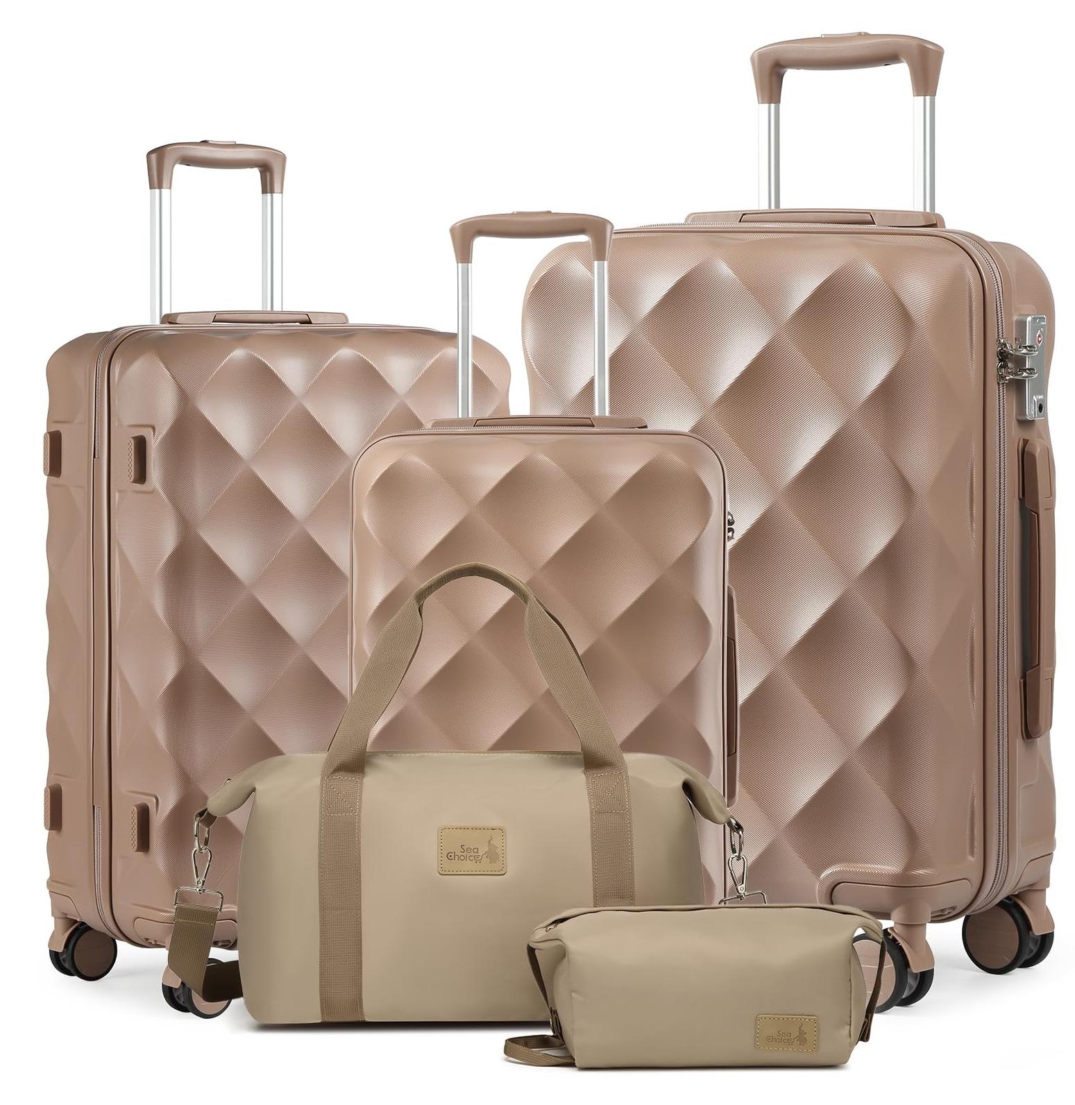Koffer-Set mit Rollen - 5-teilig, mit Doppelrollen - Größe M, L, XL