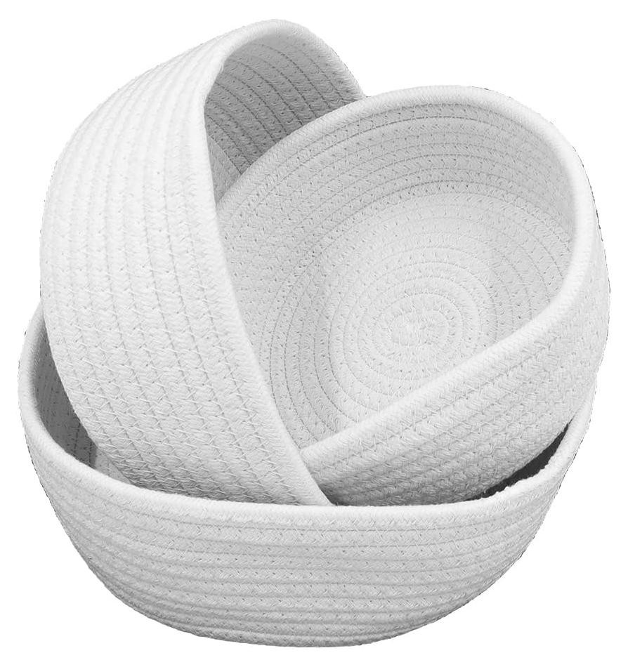 Dripio Set van 3 opbergmanden van katoenen touw, wit