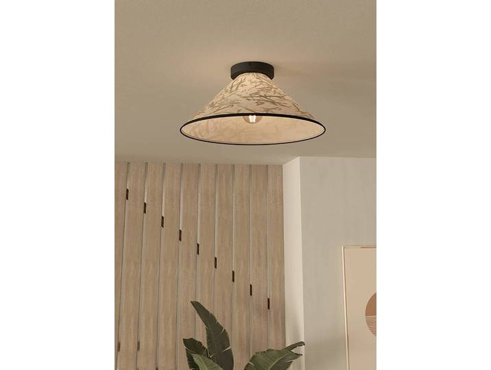 Plafonnier Oxpark Ø 42cm Beige Tissu mélangé E27