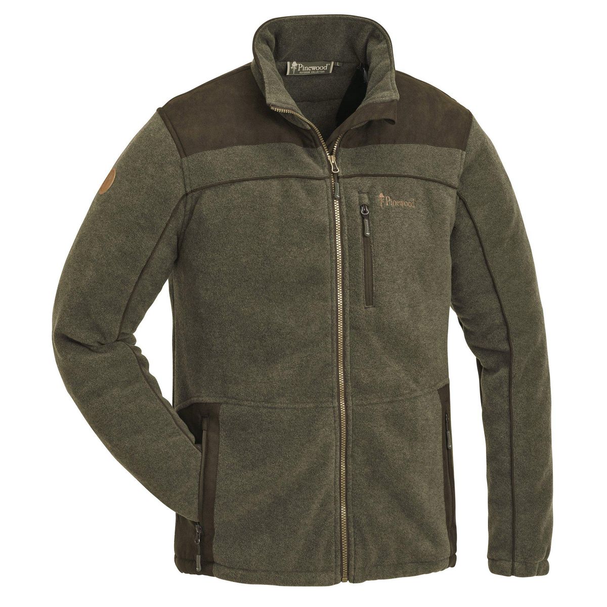 Pinewood Prestwick Exclusive Fleece Jacket olive melange/suede brown (702) M 3-50670702006
