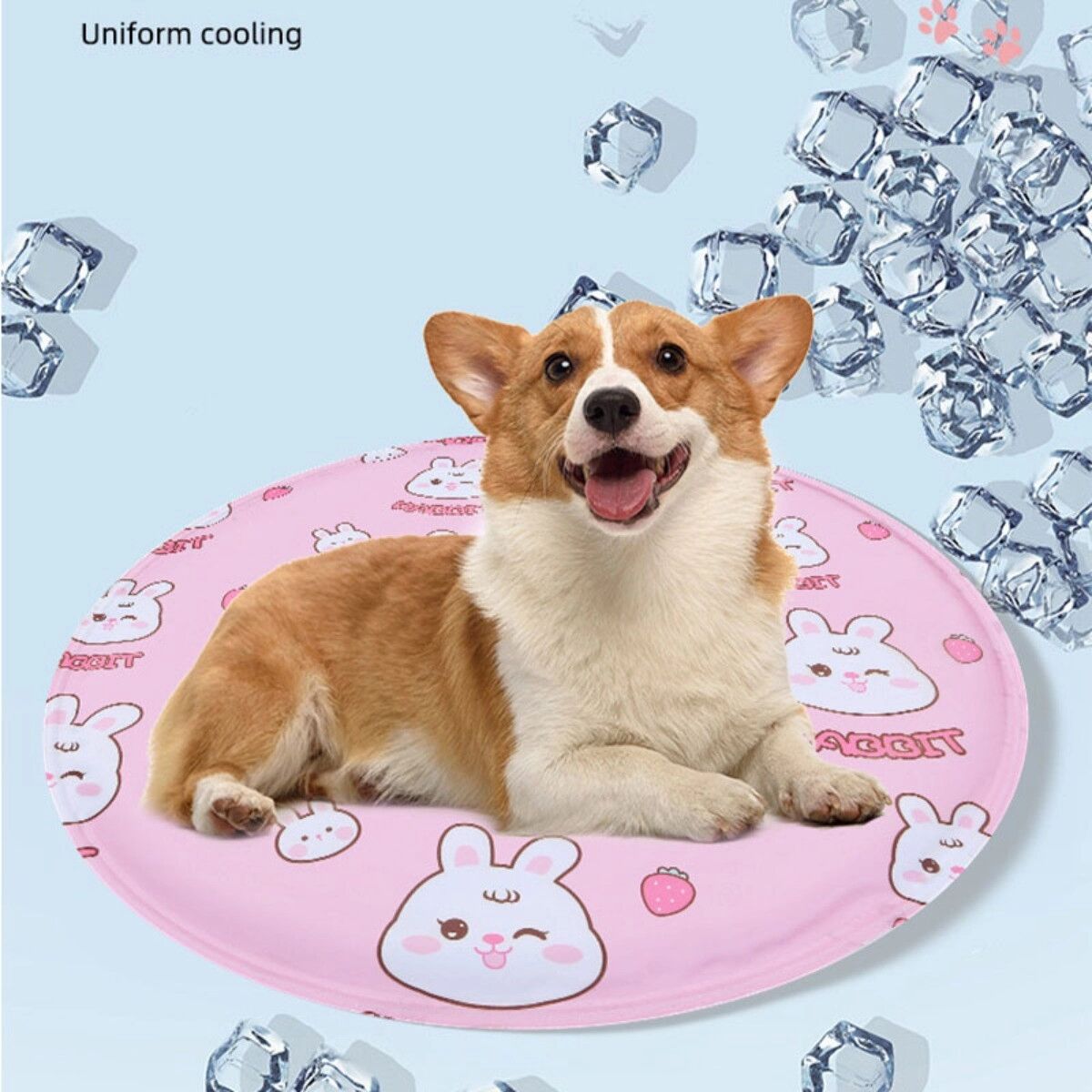 INF Haustier-Kühlmatte 50cm – PVC+Gel, selbstkühlend, ohne Wasser, kratzfest, faltbar, Pink