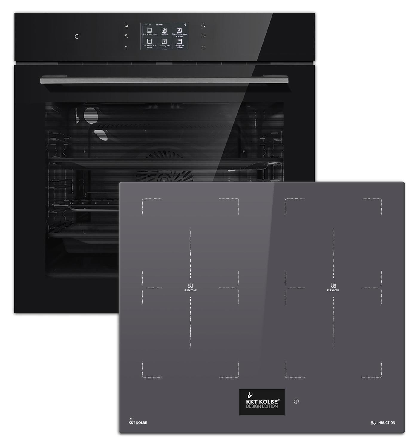 Autarkes Herdset: 60cm Einbaubackofen EB8017TFT + 59cm Induktionskochfeld IND5905TFT | Katalyse | Pizzafunktion | Grill | Umluft | Heißluft | Automatik-Timer | SET8017TFTIND595TFT