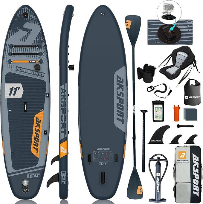 335 cm aufblasbares SUP Board, 86 cm extra breit mit Premium-Zubehörset, rutschfestes Deck, Stand Up Paddling Board für Erwachsene und Jugendliche