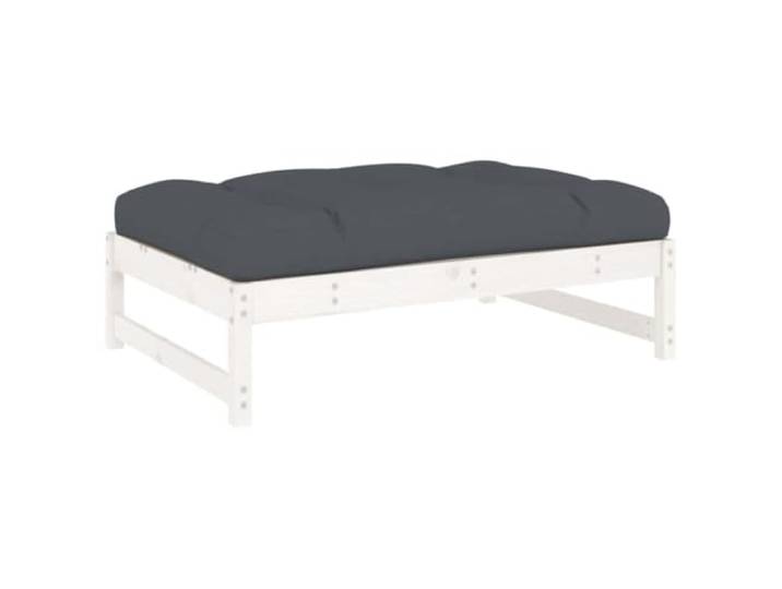 Coespram Gartenhocker Weiß 120x80cm Massivholz Kiefer mit Kissen Modulares Outdoor Sitzelement aus massivem Kiefernholz mit bequemer Polsterung für Balkon, Terrasse und Innenhof.