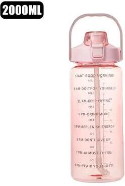Inspired Living 2 Liter Motivational Leakproof Water Bottle With Time Markers pink1