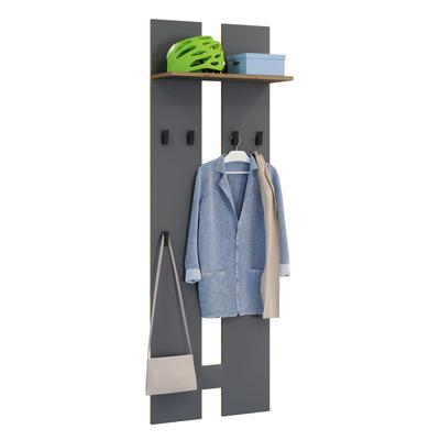 Garderobenschrank VCM "Holz Set Dielenmöbel Gardeobe Kleiderhaken Salia L", schwarz (anthrazit), B:57cm T:20cm, Garderobenpaneele, Garderobenschrank