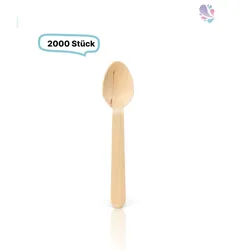 Blanc HYGIENIC Kaffeelöffel, Holzlöffel Einwegbesteck, 2.000 Stk, gewachst, biologisch abbaubar, 11 cm