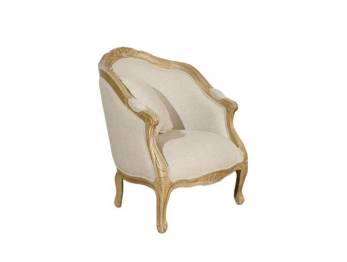 Fauteuil en hévéa massif et lin coton ficelle
