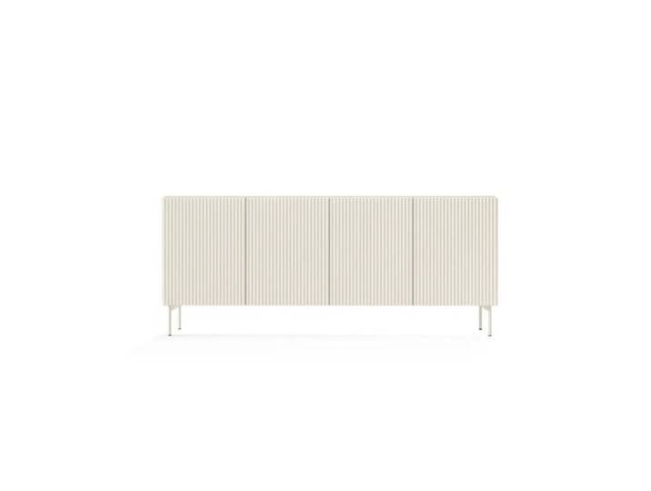 ZORA - Buffet 4 tiroirs 195cmpieds en métal - Blanc